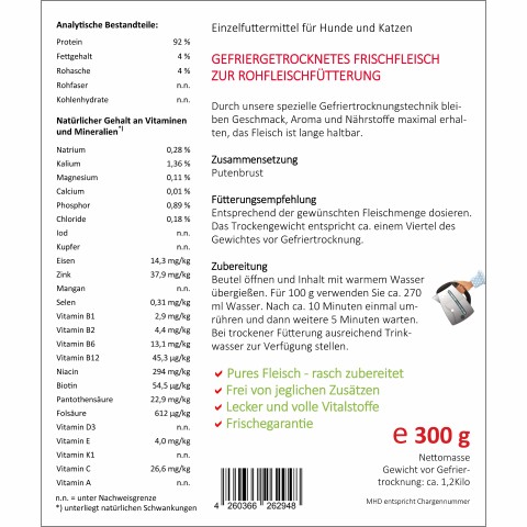 Cat Dog B.A.R.F. Easy Barf Turkey Breast (Putenbrust) 35g 1 Piece -3- Anifit